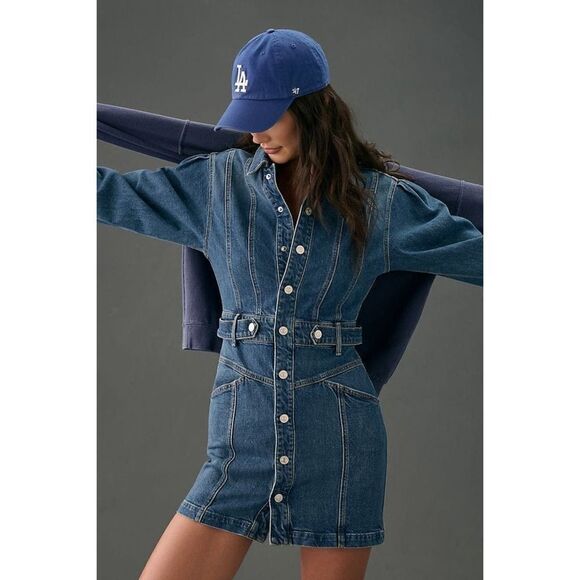 MOTHER Batwingtab Cinch Waist Dress Beer Me M - Picture 4 of 8